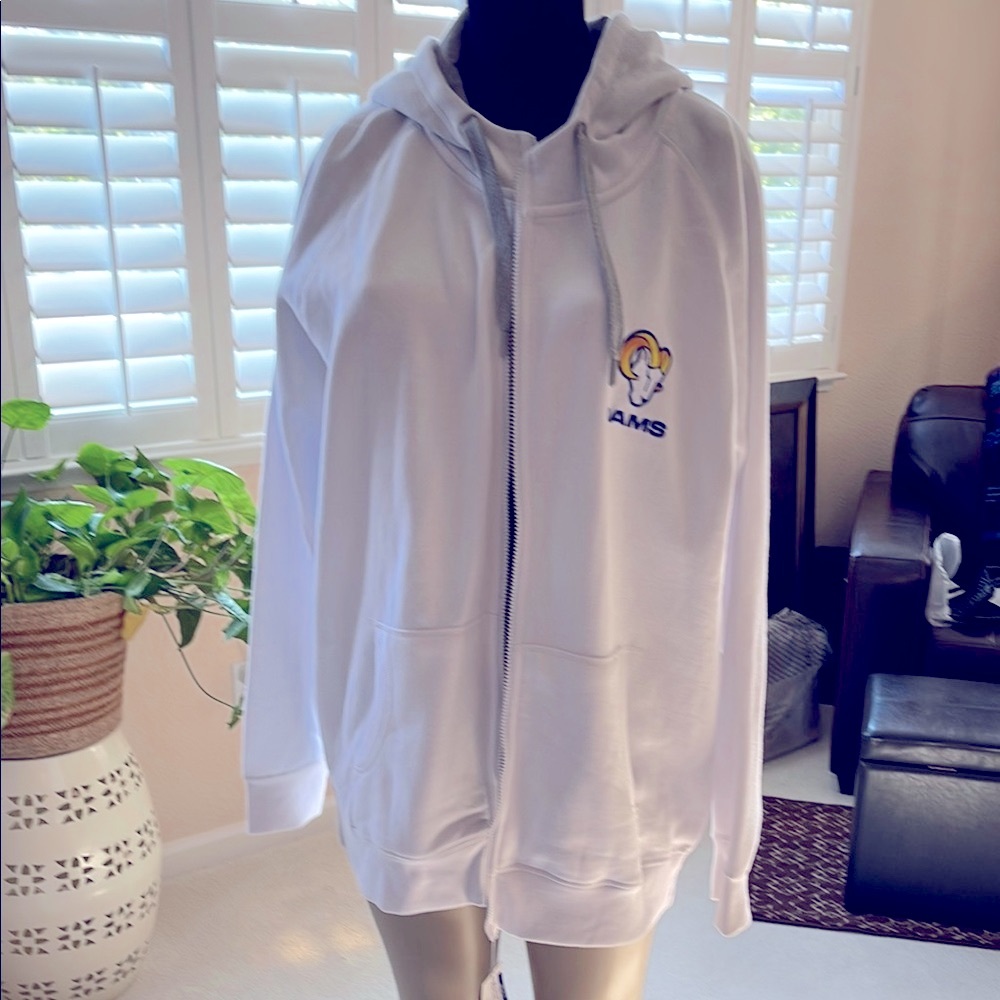 L.A. Rams White Zip-Up Sweater with Classic Knit Design